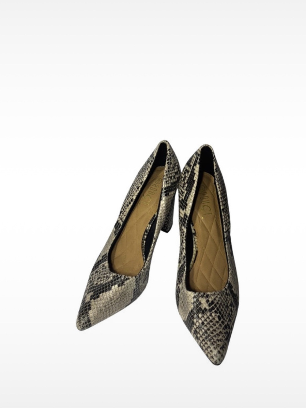 gray croc-like texture heels, size 8 US